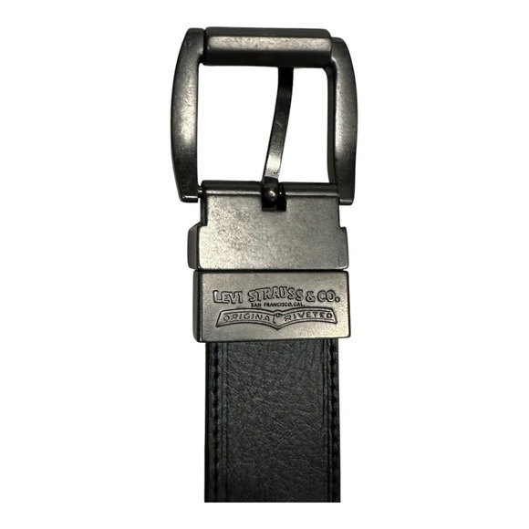 Levis Roller Buckle Reversible‎ Leather Belt Mens 38 Brown & Black Easy - Picture 1 of 5